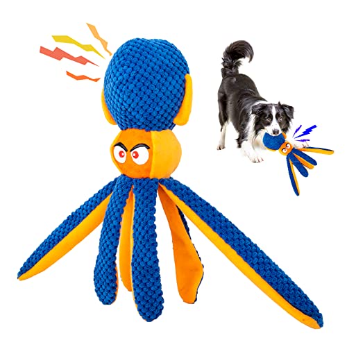 Little Guy Octopus Dog Toy Stuffed Animals,Squeaky Dog Chew Toy,Plush Cute Doggies Toy,Puppy Interactive Toy For Dental Health Anxiety Reduce Boredom Relief Teeth Body Exercise Blue #TOP4