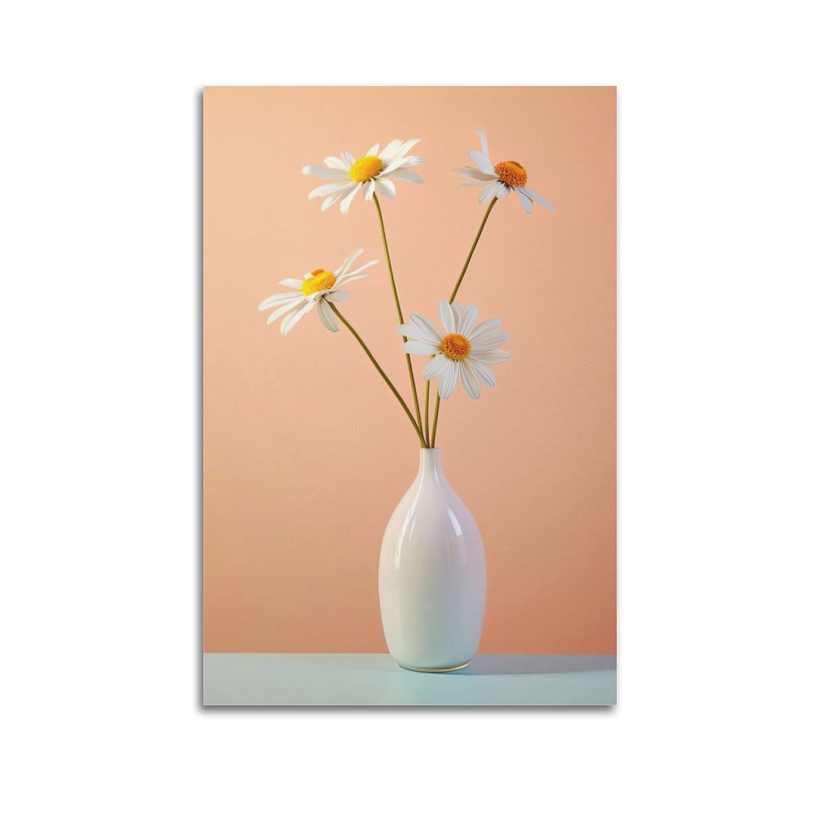DLJGDS Plant Poster Pink And White Daisy Decorative Painting Canvas Wall Posters And Modern Family Bedroom Decor 20x30inch(50x75cm)