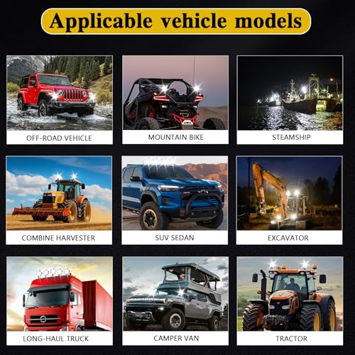 LED Pod Lights MUVKQC 4.5 Inch 42W Round LED Work Lights 42W 10000lm 12V 24V Spot Beam Offroad Driving Light Bar for Truck Tractor Trailer Excavator Pickup Golf Cart Mower ATV UTV (80pcs)