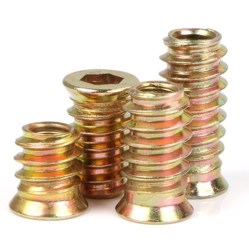 Flanged Hex Socket Furniture Nutsert Nuts - Zinc Alloy Carbon Steel Iron for Furniture Assembly(M8X20mm (10pcs))