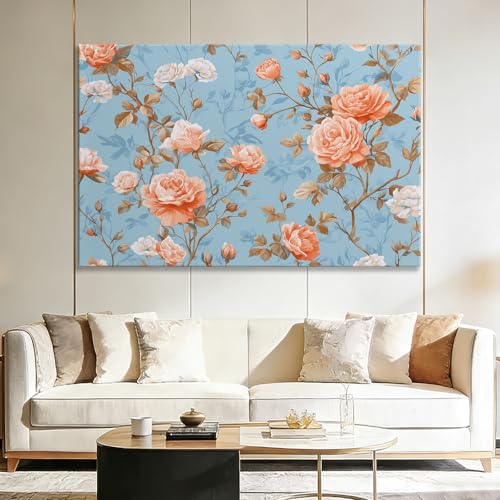 Tableau mural fleur vintage rose pour habiller un mur vide de couloir ou de chambre