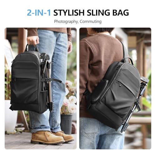 Bolso tipo bandolera para cámara DSLR impermeable negro miniatura 6