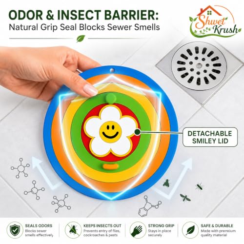 Image of Silicone Drain Cover Hair Catcher and Filter | Reusable Sink Drain Strainer, Bathroom Floor Drain Filter, Odor Blocker, Easy Cleaning Design, Flexible Silicone Drain Cover (Pack of 4)