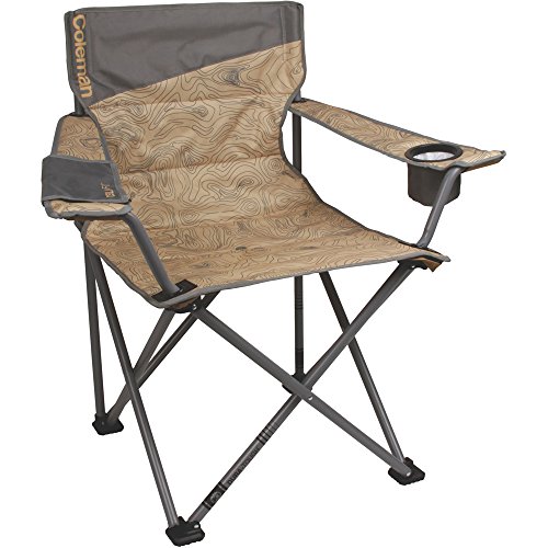 Coleman Company Big-N-Tall Topo Print Quad Chair, Tan/Brown