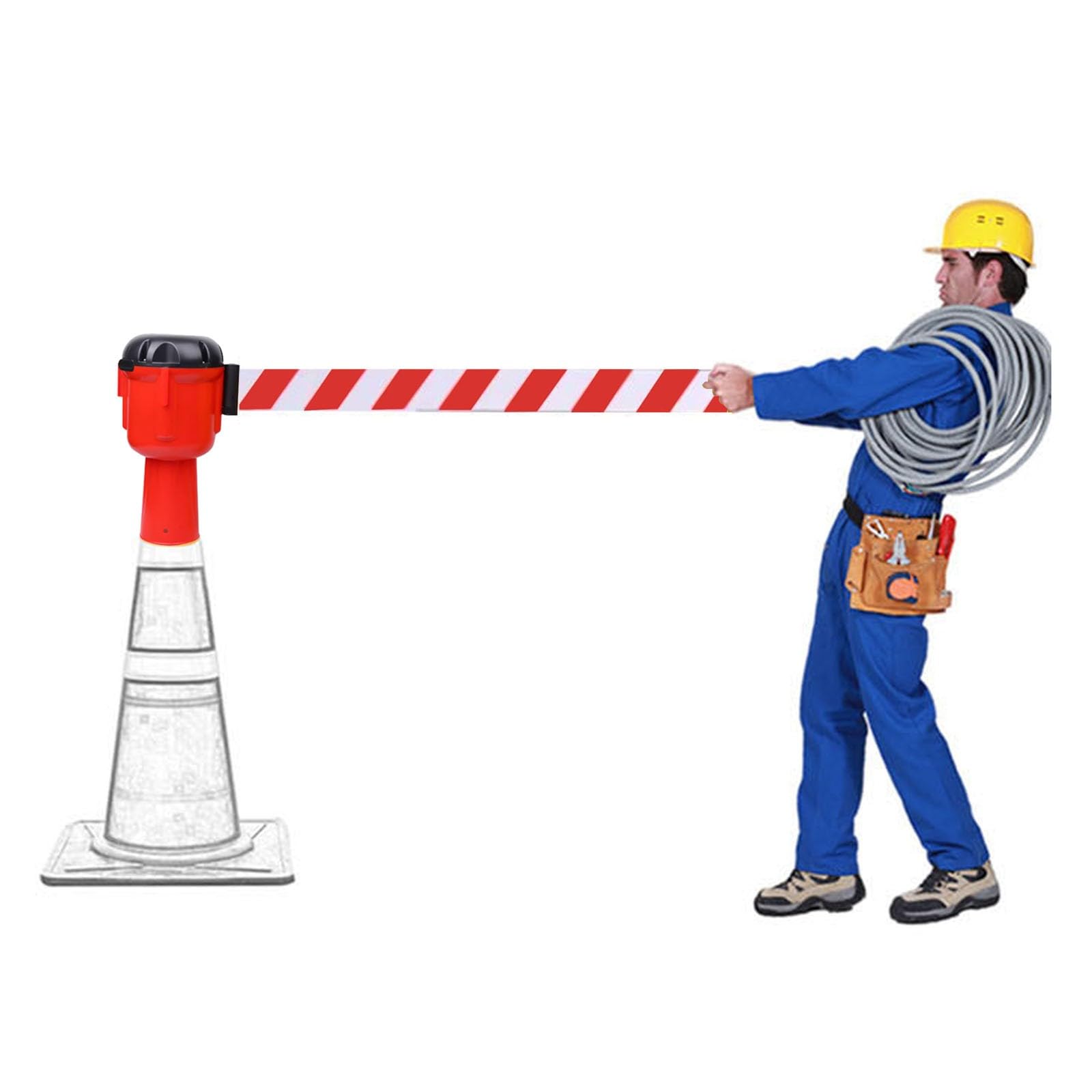 GTHTUHFD Retractable Traffic Cone Topper Tape - 32Ft Emergency Warning Belt For Crowd Control & Pedestrian Safety, Adjustable With Lock Button, Ideal For Traffic Management &,B-10M(32FT)