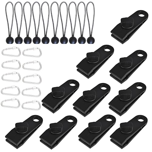 TBACW 20 Pack Tarp Clips Heavy Duty Lock Grip Plastic Tent Clamps Canvas Clips for Canopy, Awnings, Canvas Covers, Outdoor Camping, Swimming Pool