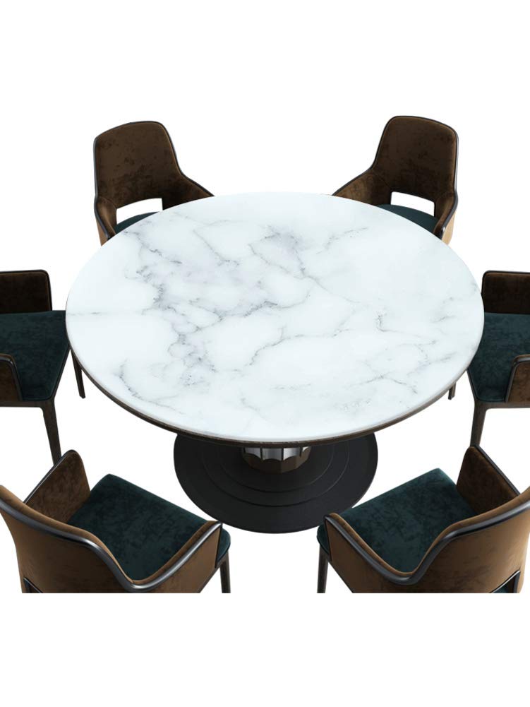 Nappe Ronde en Marbre De PVC,Vinyle Imitation Marble Table Mat,Anti Imperméable à l'eau-Huile échaudée-Table D'épreuve Couverture Moderne Simple Protecteur De Table pour Table Ronde N 110cm