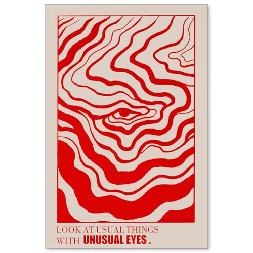 Medpol Retro Red Abstract Eye Canvas Wall Art Vintage...