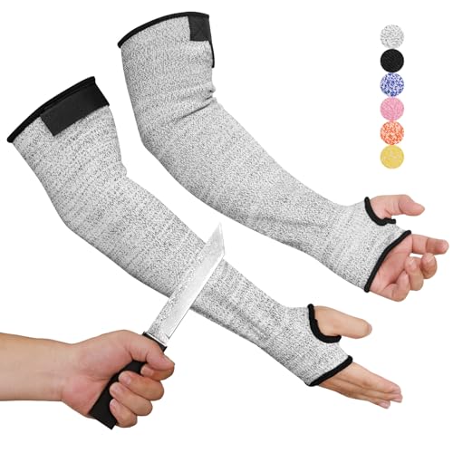 iyouthlife Cut Resistant Arm Sleeves for Men & Women Arm Protectors for Thin Skin and Bruising Protection Gardening Sleeves for Farming Yard Kitchen Arm Guards for Biting Pet Grooming Grey
