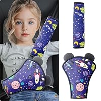 QUNXON Gurtpolster Kinder Set, Verstellbares Gurtpolster Auto, Taille Gurtpolster, Abnehmbarer Gurtschutz Kinder Auto, Schulterpolster Gurtschoner für mehr Komfort auf der Reise (Space Blue)