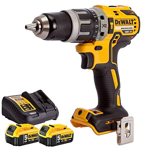Dewalt DCD796N 18v XR Brushless 2 Speed Combi Drill + 2 x 5.0Ah DCB184 Batteries & DCB115 Charger, 18 V