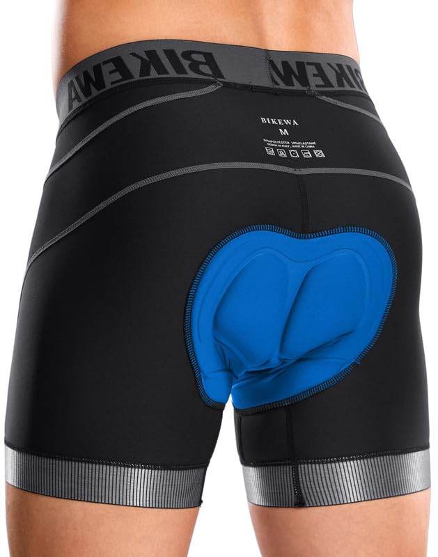 Bikewa Men’s Cycling Underwear with Anti-Slip Leg Grips 4D