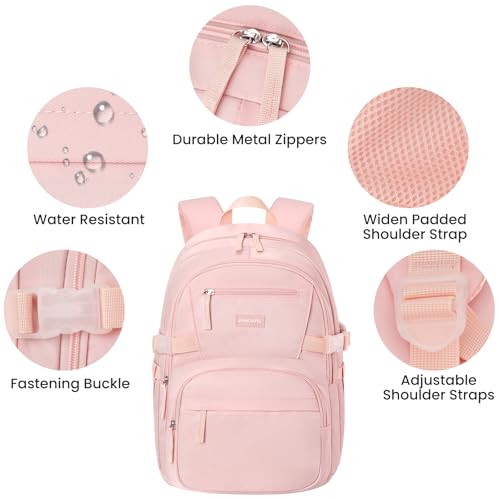 Image of WINDARS Backpack for School Girls, Cute High School Backpacks for Teens Women Student Large Bookbag 15.6 Inch Laptop Bag with USB Charger Port for College Work Travel Trip (Pink)