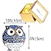 Waltz&F Diamond Light Blue Owl TrinketBox Hinged Hand-painted Figurine Collectible Ring Holder