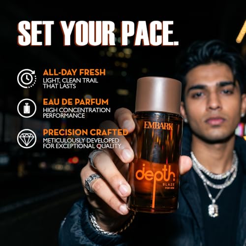 Image of EMBARK Depth Blaze Long Lasting Perfume for Men | 100ml Eau De Parfum | Woody Fruity Premium Fragrance | Gift for Men