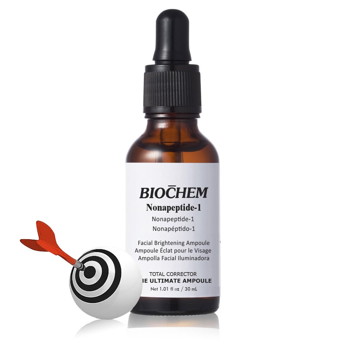 BIOCHEM Nonapeptide-1 Brightening Serum–Dark Spot Corrector & Melanin Inhibitor Ampoule for Even Skin Tone & Natural Glow– Anti-Aging Peptide Treatment for Face & Neck,1.01 fl oz/30 mL