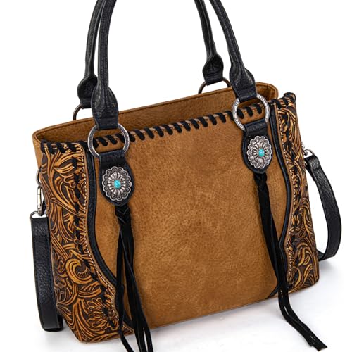 Image of Trinity Ranch Tote Bag for Women Western Purse Floral Tooled Concho Collection