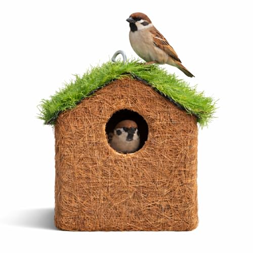Image of Natural Coir Bird House for Outside, Eco-Friendly Woven Fiber Nesting Box for Sparrows & Small Birds, Decorative Hanging Bird Hut for Garden, Balcony (Pack of 1)