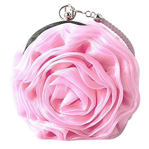 Image of Buddy Women Rose Shaped Clutch Soft Satin Wristlet Handbag Wedding Party Purse