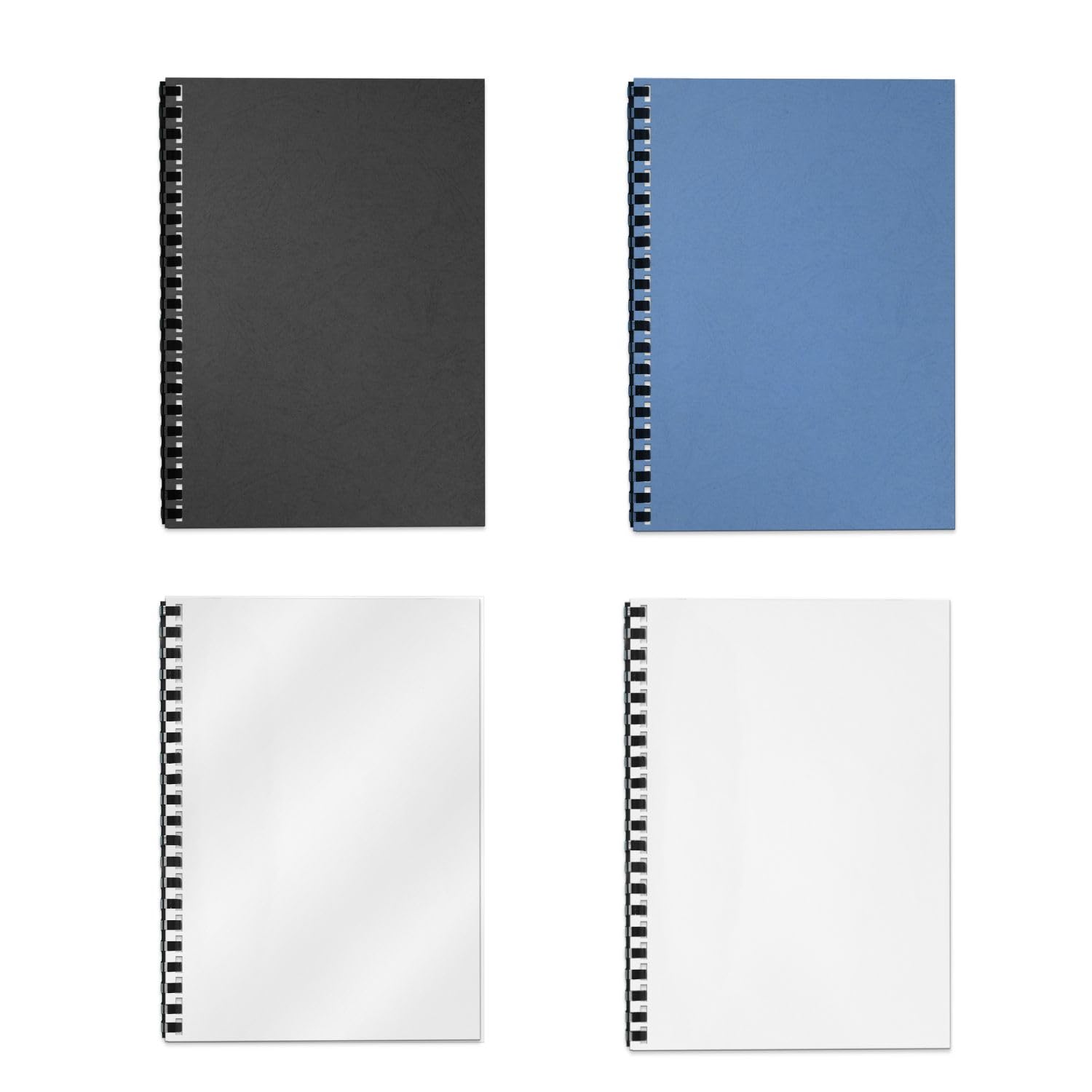 Peignes de Reliure, Tailles Assorties, 145 à 200 Feuilles, 18 mm 20 mm 22 mm 25 mm, 21 Anneaux, Noir, Lot de 40