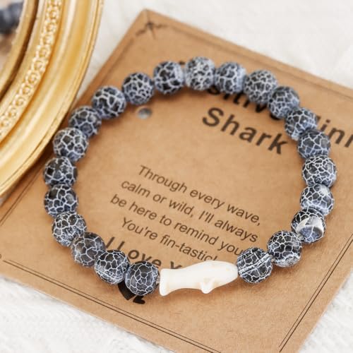 HUTIMY Shark Themed Gifts for Women Men Sharks Lovers Birthday Jewelry Items Stuff Shark Bracelet4