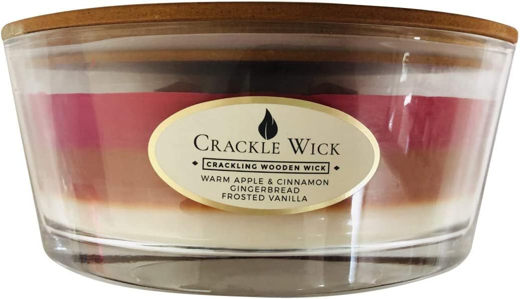 Crackle Wick Large Scented Candle in Glass Jar 485g Triple Scent
