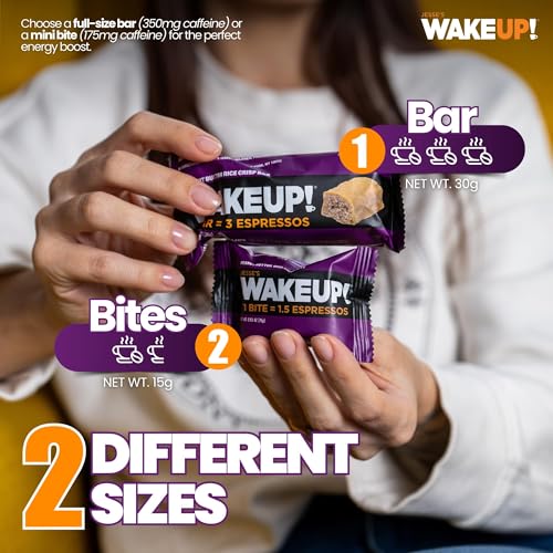 Image of WAKE UP! Peanut Butter Caffeinated Protein Bites (1 Bite = 1.5 Espressos) 175mg Clean Caffeine for Energy, Kosher Ingredients, Vegetarian, Free Energy 3 Pack (24 Bites)