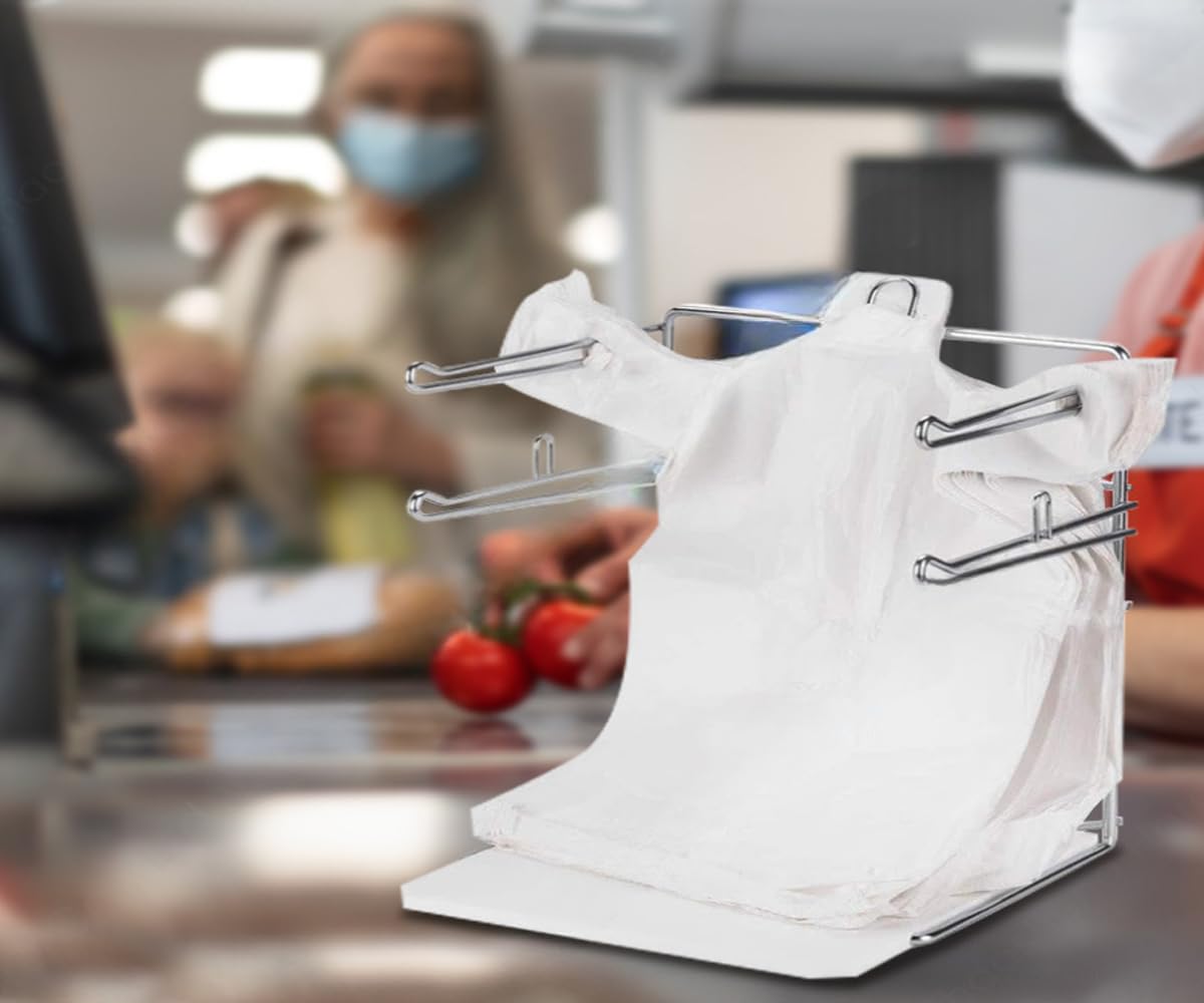 TEMIREN Supermarket T-Shirt Grocery Bag Plastic Bag Holder Shopping Bag Dispenser Grocery Plastic Bag Holder Supermarket Cabinet Door Grocery Plastic Bag Holder