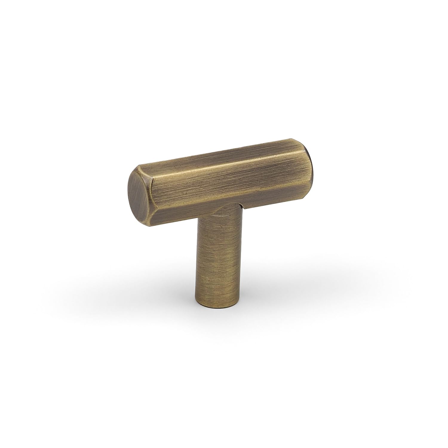Handle & Home Antique Brass 40Mm Hexagon T-Bar Knob Brushed Cabinet Cupboard Door Drawer Pull Handle