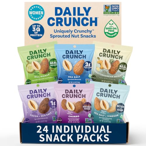 Image of Daily Crunch Sprouted Almonds, Mini Variety Pack, 24 Pack 0.5 oz Bags
