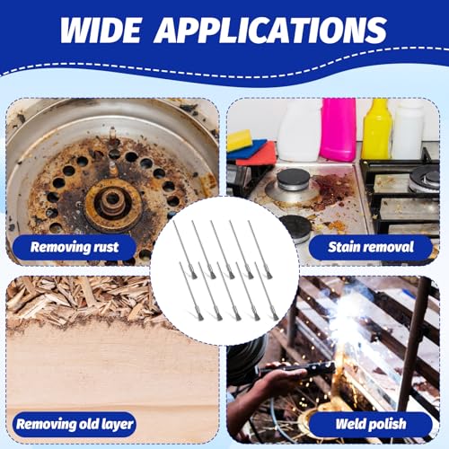 Image of 10 Pieces Extended Stainless Steel Wire Steel Cleaning End Brushes Pen Wire Brush Rust Paint Removal Bits Polishing Rotary Tools (6 mm end Brush)