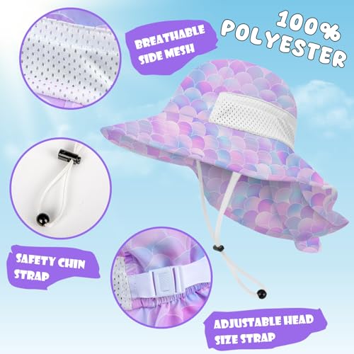 Image of Toddler Baby Sun Hat Kids Summer Beach Essentials Adjustable Beach Hats with Bucket Wide Brim for Boys Girls Age 0-14 Years