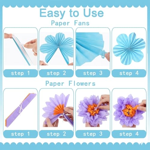 Abanicos de papel pastel para decoración de bodas y fiestas infantiles 4