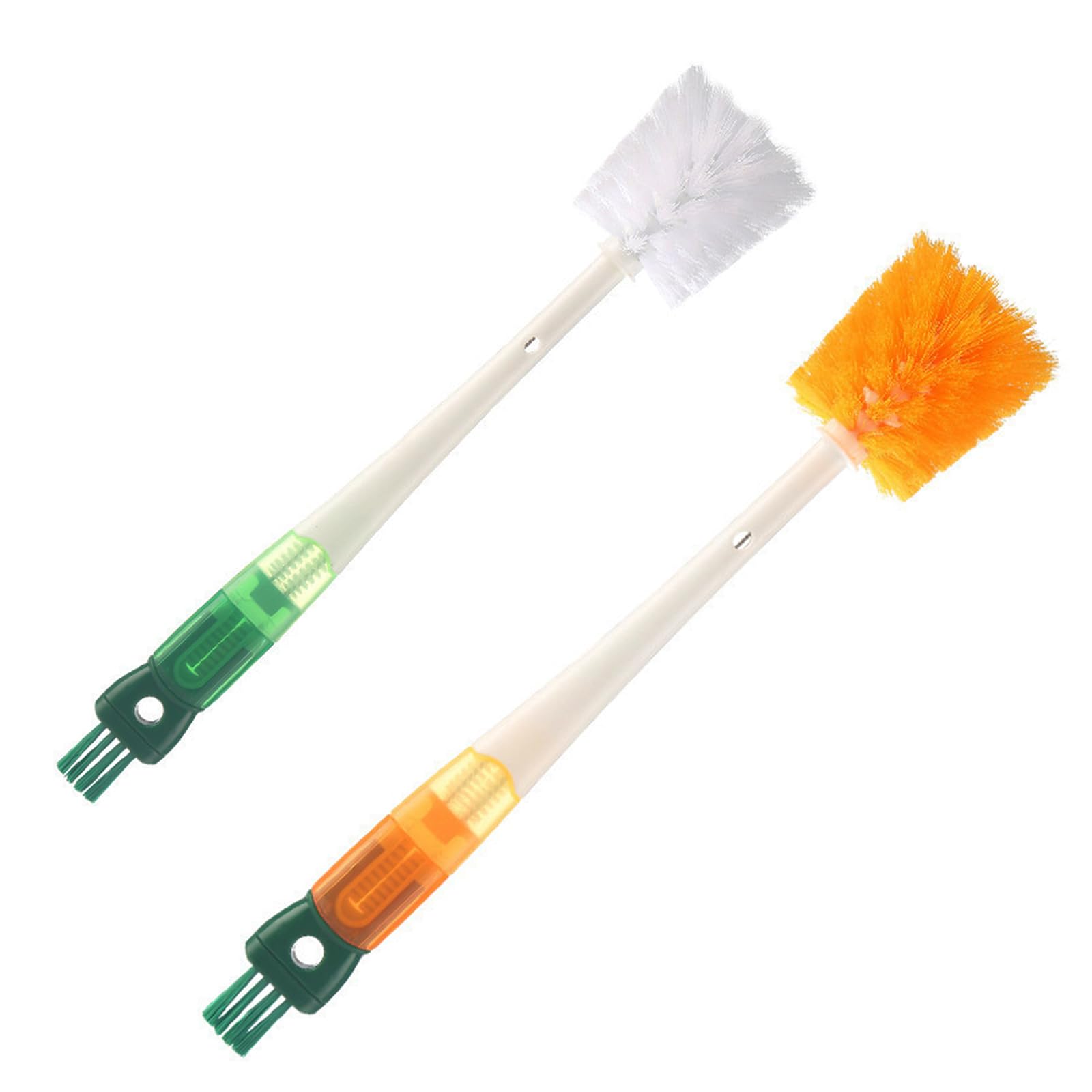 Multi-Role Bottle Brush, Long Handle Bottle Brush Cleaner, Flexible Scrub Brush for Water Bottles, Glasswares, Cup, Safe On Multiple Types of Vacuum Cup, Baby Bottles, Vases 2Pcs (5-in-1)
