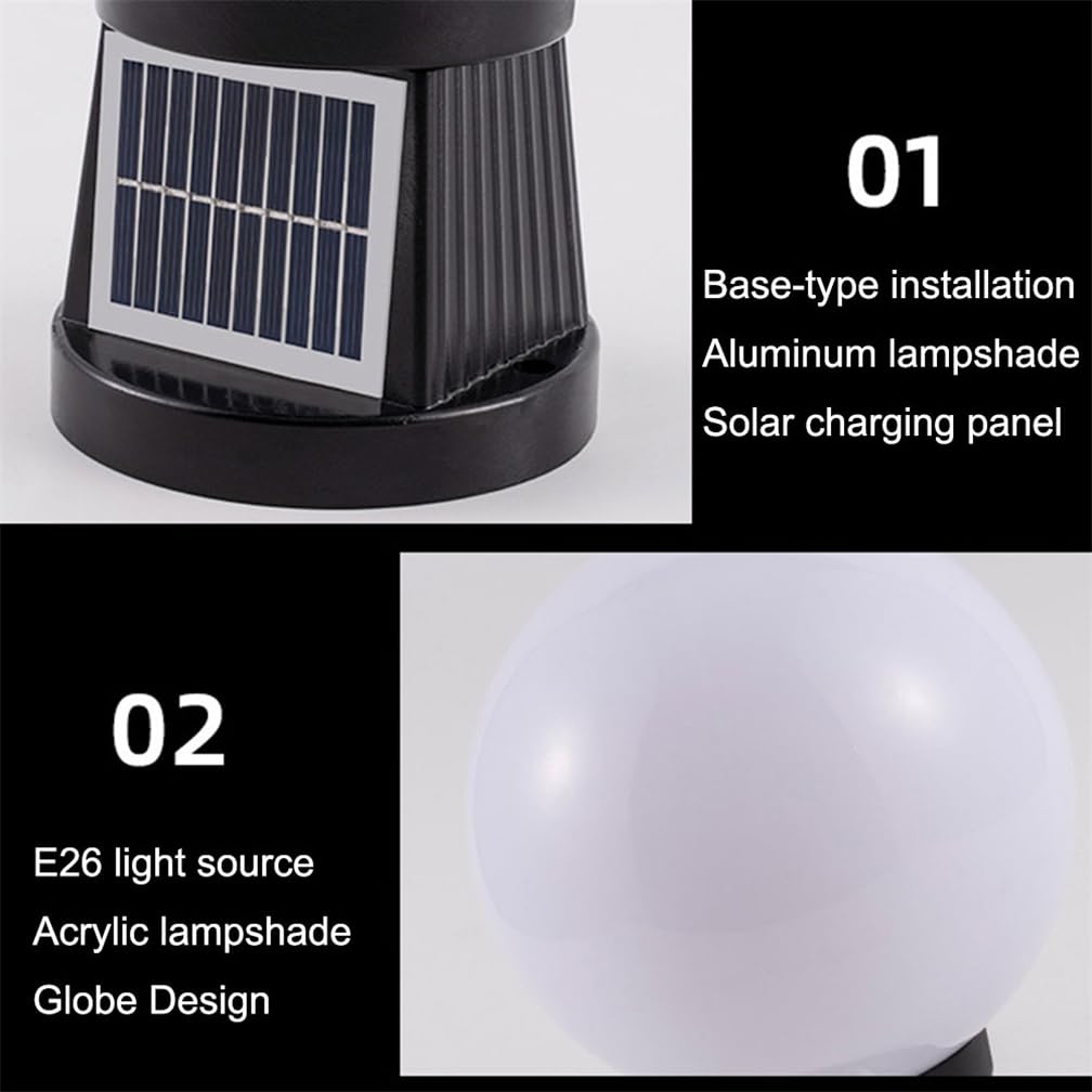 Lampada Da Tavolo Solare Per Esterni Lampada A Palo Con Sfera In Acrilico Bianco E Supporto In Alluminio 4 Modalità Di Luminosità Colori RGB Luci Solari Per Giardino, Veranda