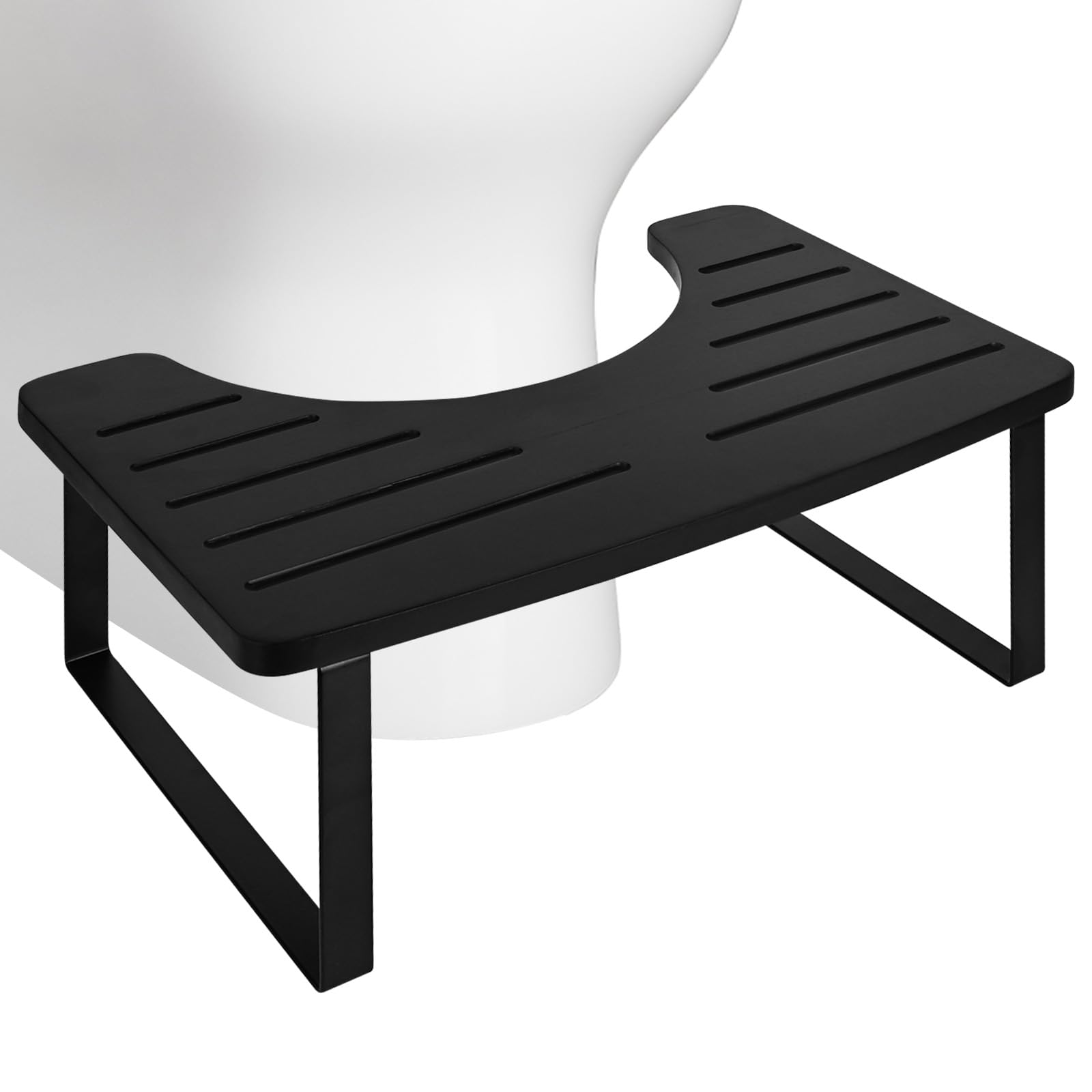 Toilettenhocker, Toilettenhocker Erwachsene, Klohocker Erwachsene, Klohocker, Kackhocker für Erwachsene und Kinder,Tragbarer Klo Hocker, Anti-Rutsch WC Hocker (Schwarz)