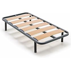 Somier De Laminas Con Patas 90X190 HOGAR24 ES | Somier Lama Ancha de Tubo Acerado 40x30 mm | Lamas de Madera Vaporizada | Incluye Juego de Patas de 25 cm | Medidas: 90x190 cm