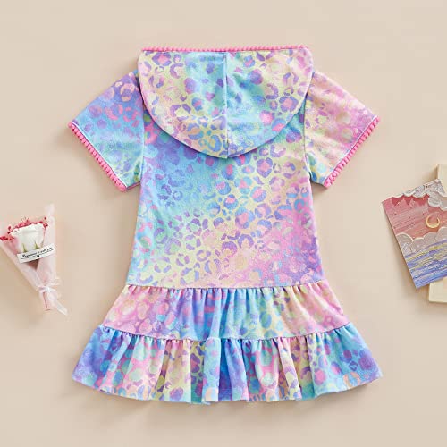Toddler Girls Summer Swimwear Cover Up Short Sleeve Zipper Hooded Beachwear4