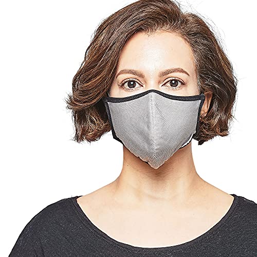 Shero 3-Layer Copper Face Mask With Nose Wire, Washable and Breathable Filtered Face Mask, (Gray, M/L)