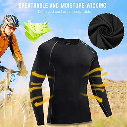 Jersey de ciclismo, Andoer Camisa de manga comprida masculina de compressão Jersey Active Sports Bas