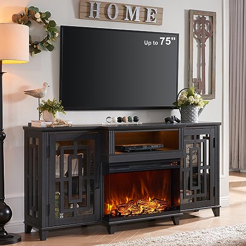 JXQTLINGMU Fireplace TV Stand for 75