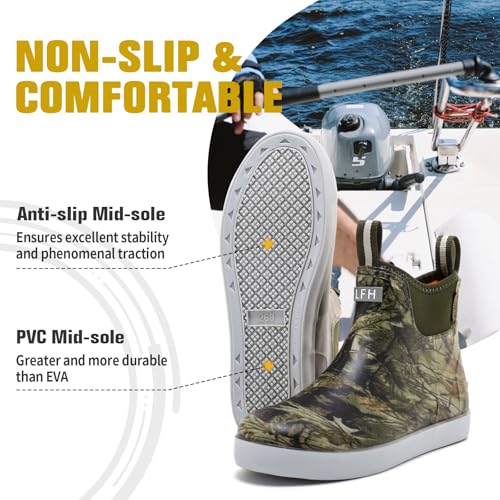 Image of Men's Deck Boots, Waterproof Non-Slip Ankle Rain Boots for Fishing