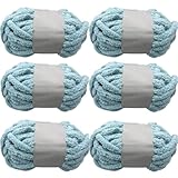 Super Bulky Chunky Blanket Chenille Yarn Mint 6 Pack 48OZ for Arm Knitting, Luxury Soft Polyester Thick Jumbo Easy Quick Big Weaving Crochet Craft Yarns for Throw Blanket Pillows