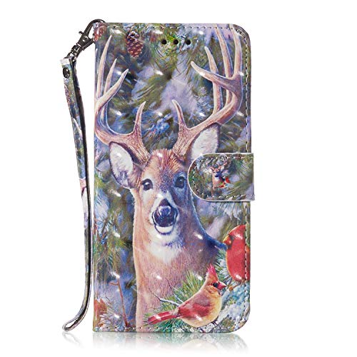 iPhone 11 Pro Phone Cover 3D PU Leather iPhone 11 Pro Wallet Case, Shukuakn Folio Stand Flip Cases with Cute Stickers Card Holders Anti Slip Snug Fit Holster for iPhone 11 Pro 2019 5.8 inch Elk