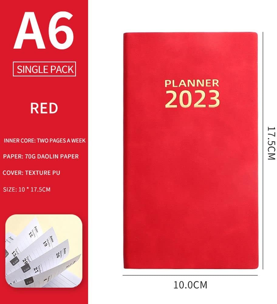 Cuaderno A6, Cuaderno De Bolsillo Pequeño Cuaderno De Notas De Tapa Dura Cuaderno A6 Pequeño Bloc De Notas Diario 200 Páginas (100 Hojas)-Rojo