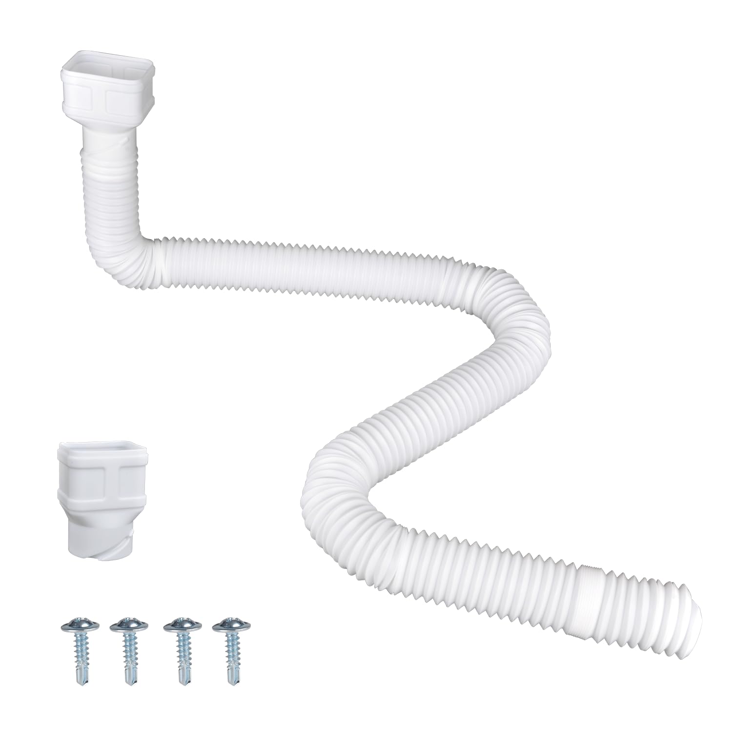 Prestantious 16.5ft Long Gutter Downspout Extensions, Downspout Extender Drainage Pipe for 2"×3" and 3"×4" Downspout, Outside Diameter 3.1 Inches, Pipe Stretched Length 16.5ft (White-1 pack)