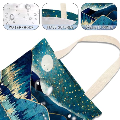 Image of Car Trash Bag Hanging No Snap Small Garbage Bag for Car Back Seat Cute Printed One-handed Strap Trash Bags Car Accessories-Mountain Moon Lake Car Trash Bags
