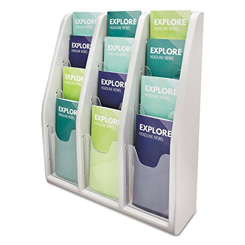 Deflecto 52809 Multi-tiered leaflet holder, 12 pockets, 15-3/4w x 5d x 19-3/4h, gray plastic