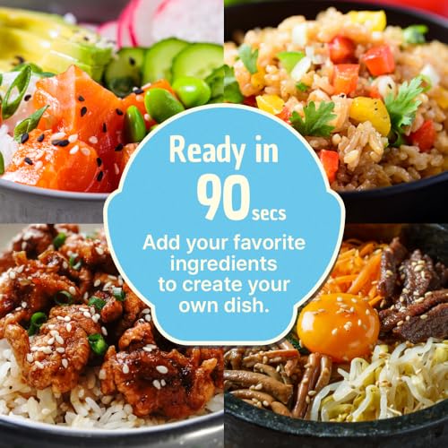 Image of Premium Instant Rice | Sticky Sushi Rice | 0 Trans Fat / 0 Cholesterol / 0 Sodium | Ready in 90 Secs | Gluten-Free | Healthy Sticky White Rice Bowls (Bap) - [WHITE Rice |12 Pack] | Long Shelf Life - O'Food