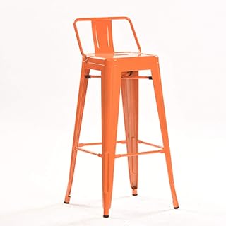 Modern Industrial Metal cinturón de nuevo y Diseño de 4 patas, simple Hierro forjado Silla de comedor Restaurante Bar Cafe silla de hierro heces banco de asiento (juego de 2), Metal, Negro Mate y otro